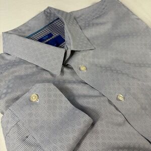 Egara Non Iron Slim Fit Profile Tessile Blue Pattern Dress Shirt M‎